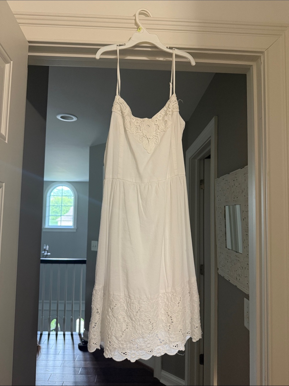 Abercrombie&Fitch White Spaghetti Strap Lace-Trim Sundress